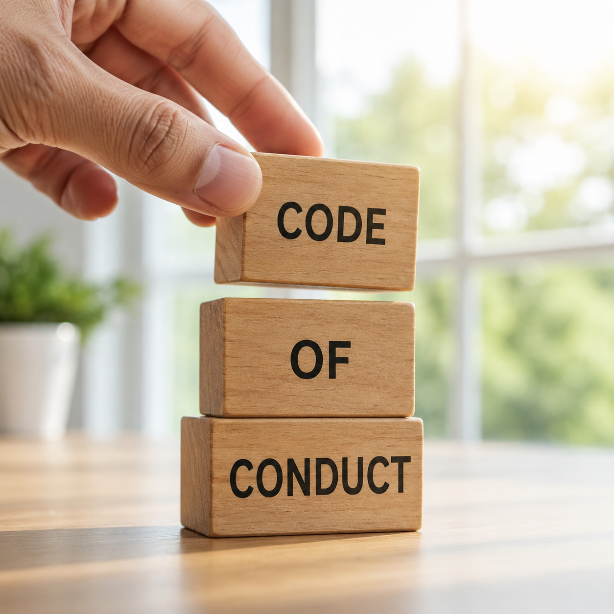Building blocks that say Code of Conduct