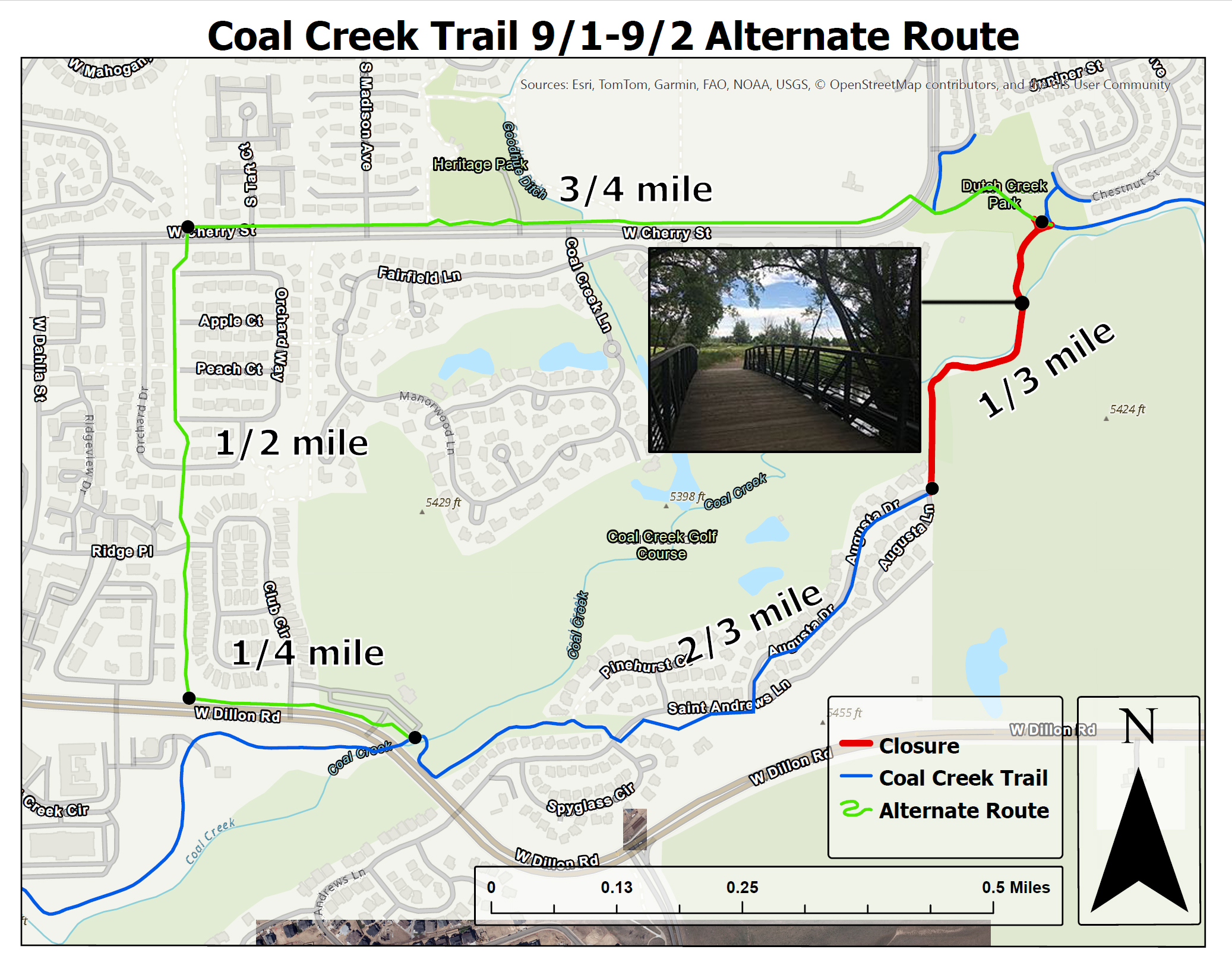 map of trail detour
