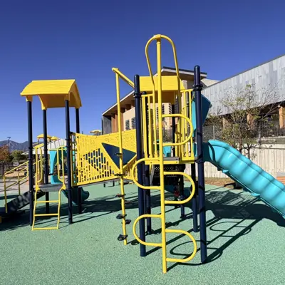 Yellow and blue playground at the Louisville Recreation & Senior Center