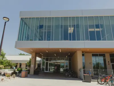 Main entrance of the recreation and senior center.
