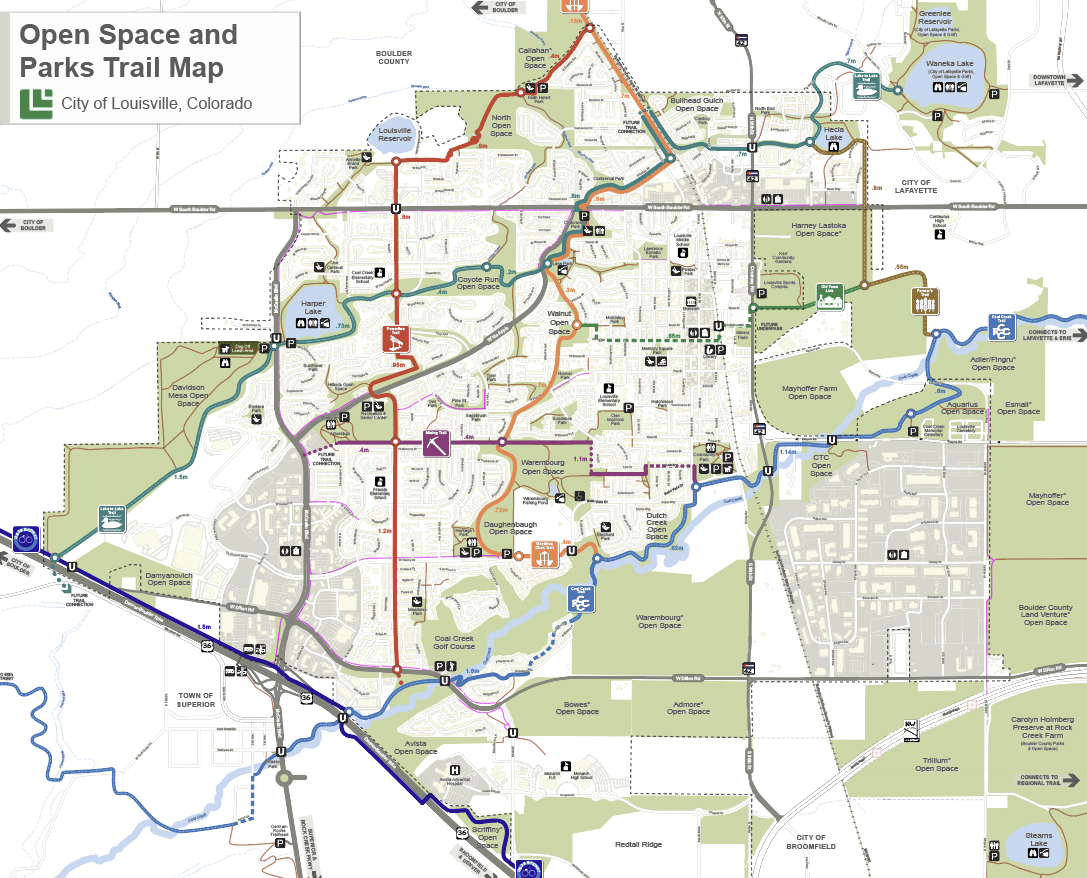 wayfinding map of Louisville trails